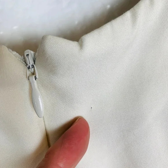 Christian Dior Floral Embroidered Mini Dress Cotton Silk Womens USA Size 6 Blue - Picture 9 of 16